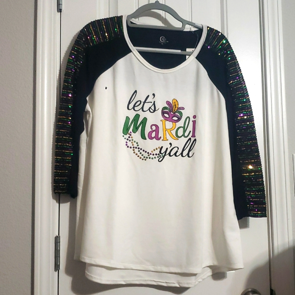Mardi Gras Baseball Tee NWT